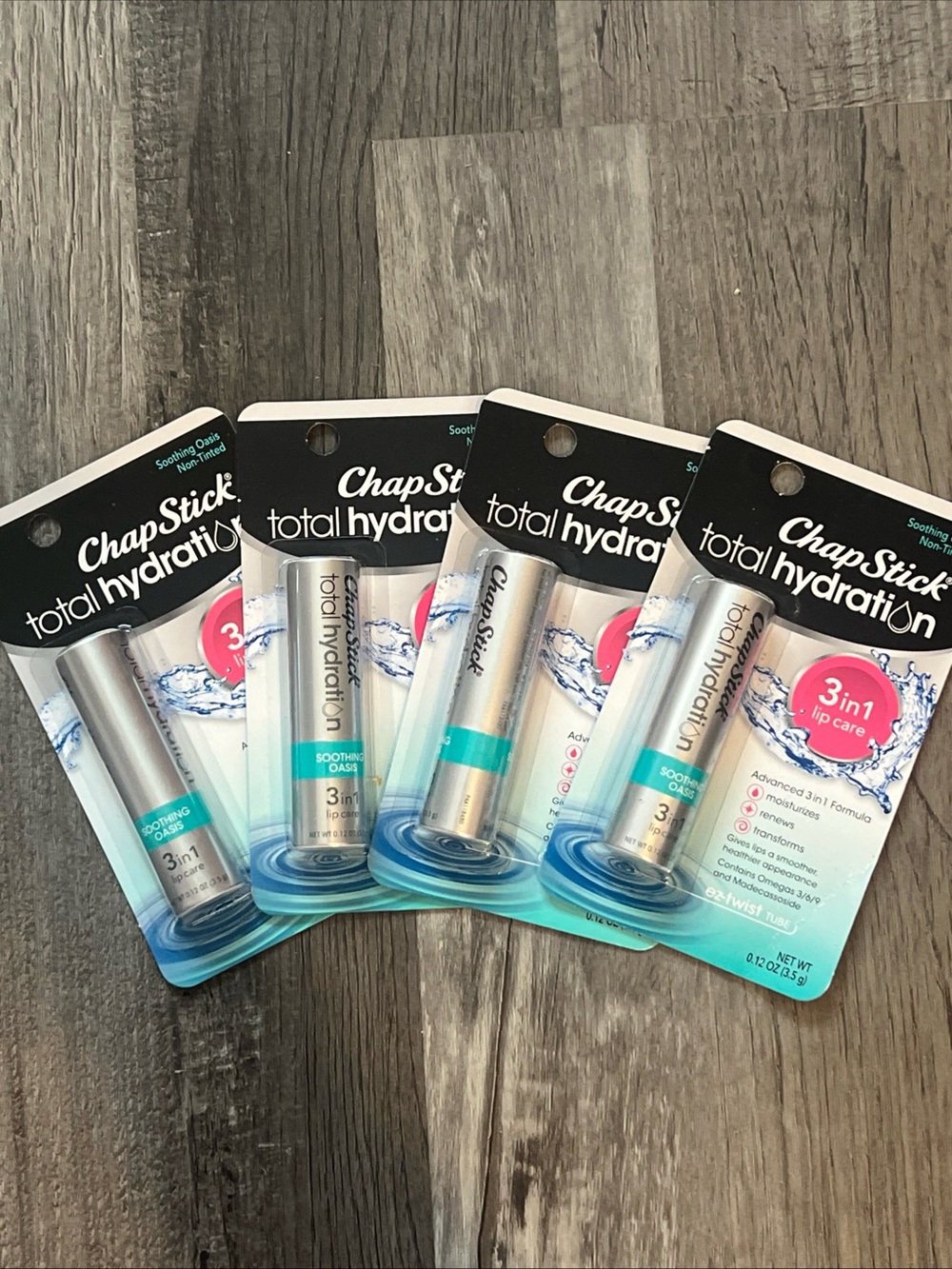 ChapStick Total Hydration 3-in-1 Lip Care – Soothing Oasis (Bundle of 4)